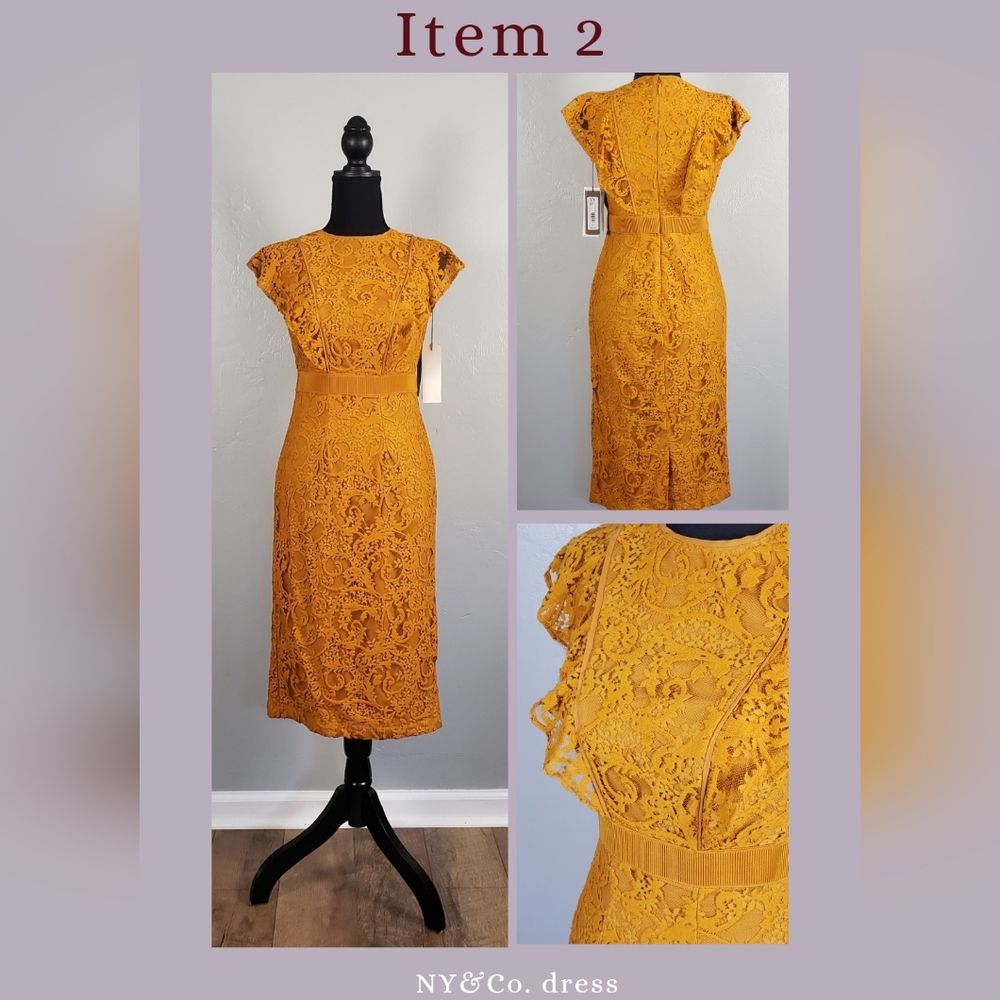 NY&Co. Dress, Eva Mendez collection, lace, size 0, color pumpkin